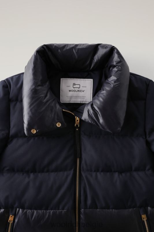 luxe gezwollen jasje Woolrich vrouwen 8TTN0343 Melton blauw kleding