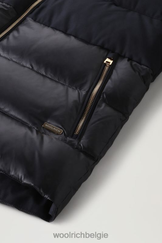 luxe gezwollen jasje Woolrich vrouwen 8TTN0343 Melton blauw kleding