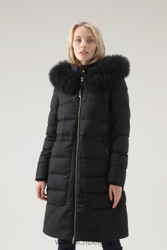 luxe lange parka gemaakt van een loro piana-stof in een mix van wol en zijde Woolrich vrouwen 8TTN0291 zwart kleding