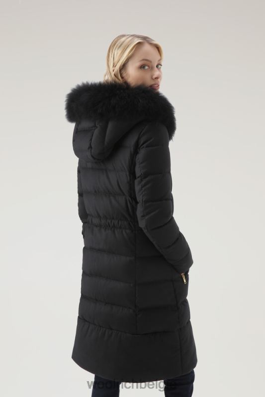luxe lange parka gemaakt van een loro piana-stof in een mix van wol en zijde Woolrich vrouwen 8TTN0291 zwart kleding