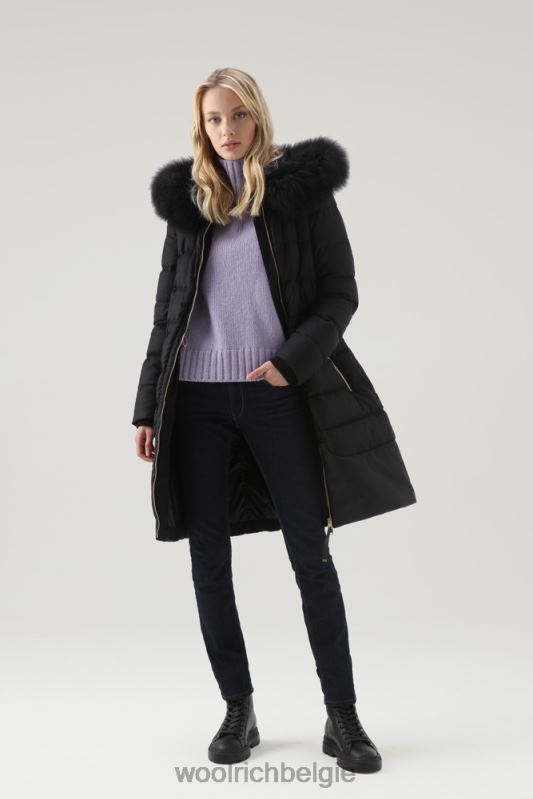 luxe lange parka gemaakt van een loro piana-stof in een mix van wol en zijde Woolrich vrouwen 8TTN0291 zwart kleding