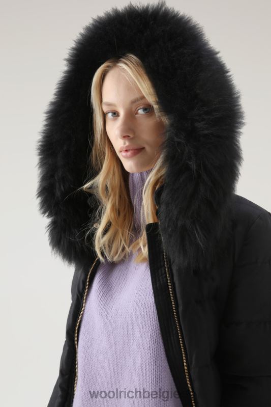 luxe lange parka gemaakt van een loro piana-stof in een mix van wol en zijde Woolrich vrouwen 8TTN0291 zwart kleding