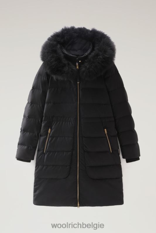 luxe lange parka gemaakt van een loro piana-stof in een mix van wol en zijde Woolrich vrouwen 8TTN0291 zwart kleding