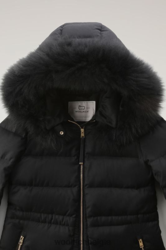 luxe lange parka gemaakt van een loro piana-stof in een mix van wol en zijde Woolrich vrouwen 8TTN0291 zwart kleding