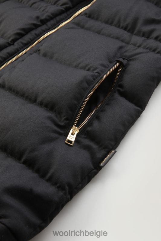 luxe lange parka gemaakt van een loro piana-stof in een mix van wol en zijde Woolrich vrouwen 8TTN0291 zwart kleding