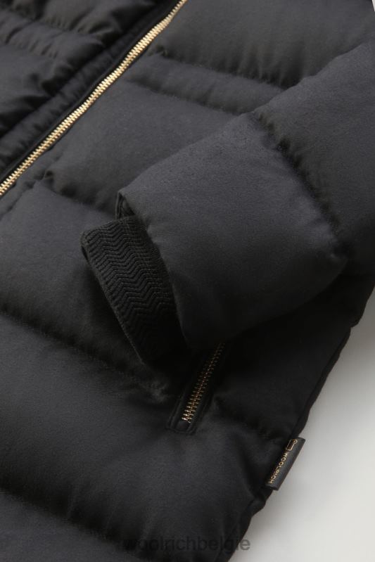 luxe lange parka gemaakt van een loro piana-stof in een mix van wol en zijde Woolrich vrouwen 8TTN0291 zwart kleding