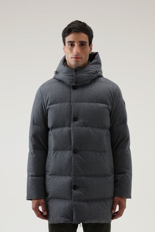 luxe lange parka van vitale barberis canonico-wol Woolrich Heren 8TTN0656 middengrijs gemêleerd kleding