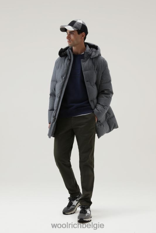 luxe lange parka van vitale barberis canonico-wol Woolrich Heren 8TTN0656 middengrijs gemêleerd kleding