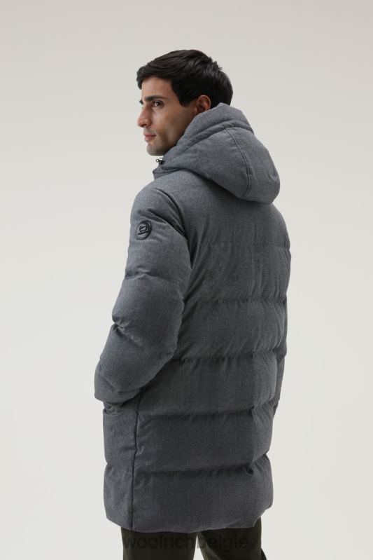 luxe lange parka van vitale barberis canonico-wol Woolrich Heren 8TTN0656 middengrijs gemêleerd kleding