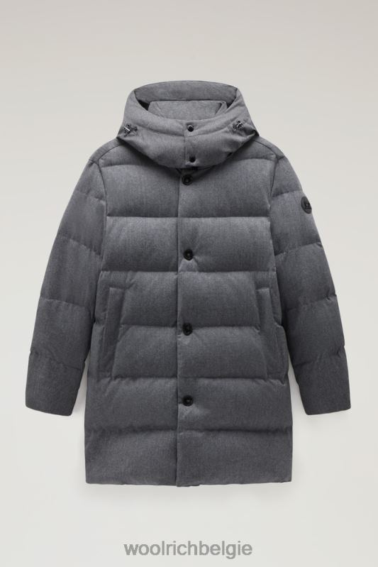 luxe lange parka van vitale barberis canonico-wol Woolrich Heren 8TTN0656 middengrijs gemêleerd kleding