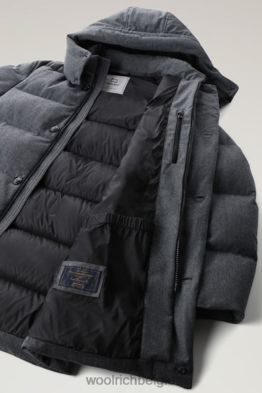 luxe lange parka van vitale barberis canonico-wol Woolrich Heren 8TTN0656 middengrijs gemêleerd kleding
