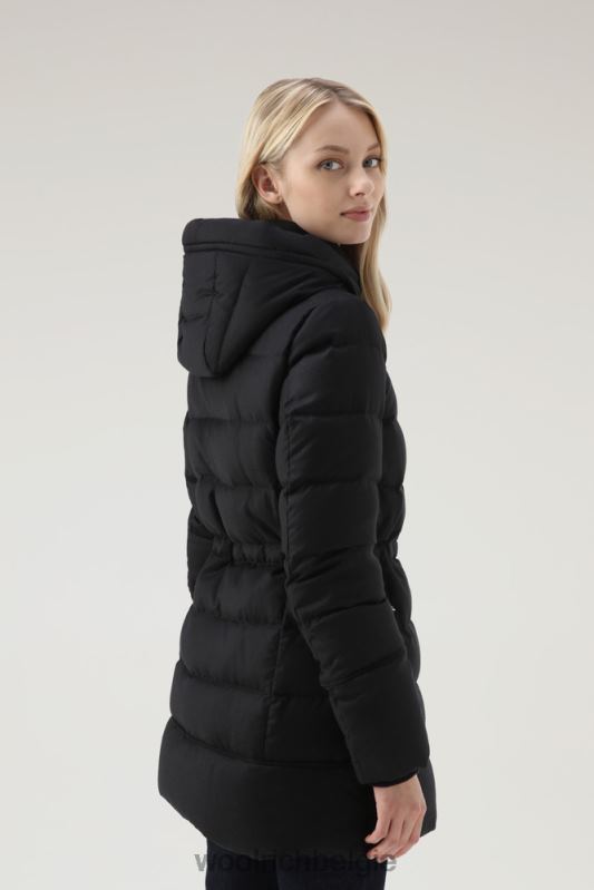 luxe parka gemaakt van een loro piana-stof in een mix van wol en zijde Woolrich vrouwen 8TTN0283 zwart kleding