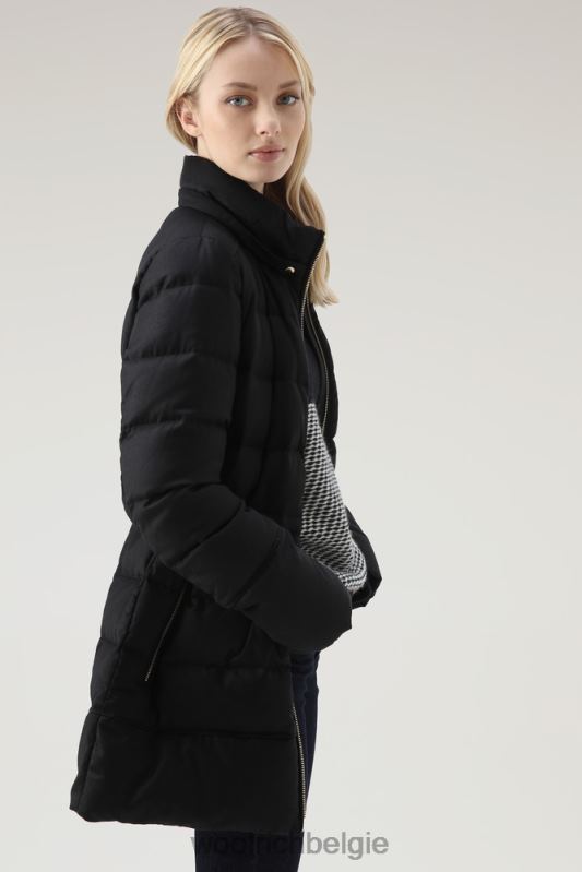 luxe parka gemaakt van een loro piana-stof in een mix van wol en zijde Woolrich vrouwen 8TTN0283 zwart kleding