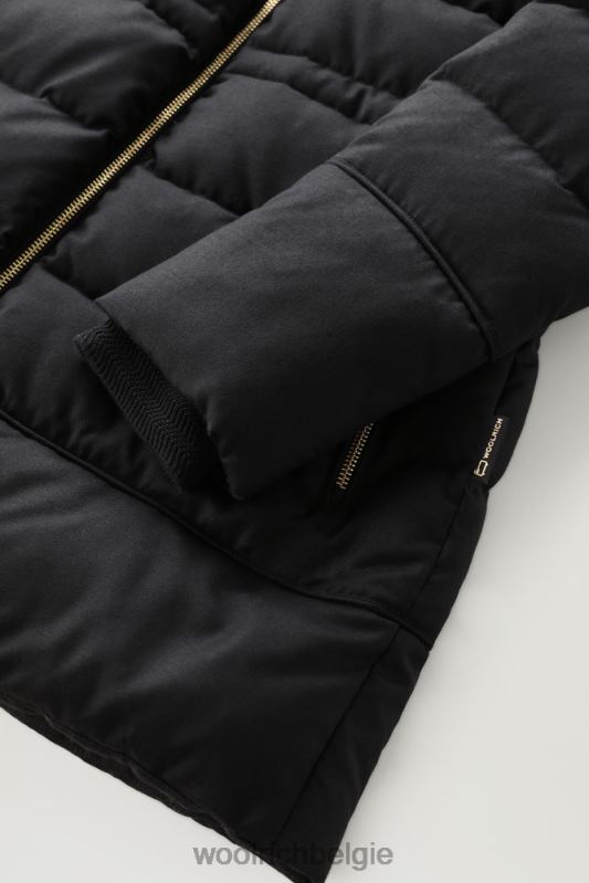 luxe parka gemaakt van een loro piana-stof in een mix van wol en zijde Woolrich vrouwen 8TTN0283 zwart kleding