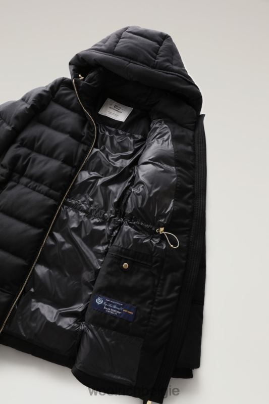 luxe parka gemaakt van een loro piana-stof in een mix van wol en zijde Woolrich vrouwen 8TTN0283 zwart kleding