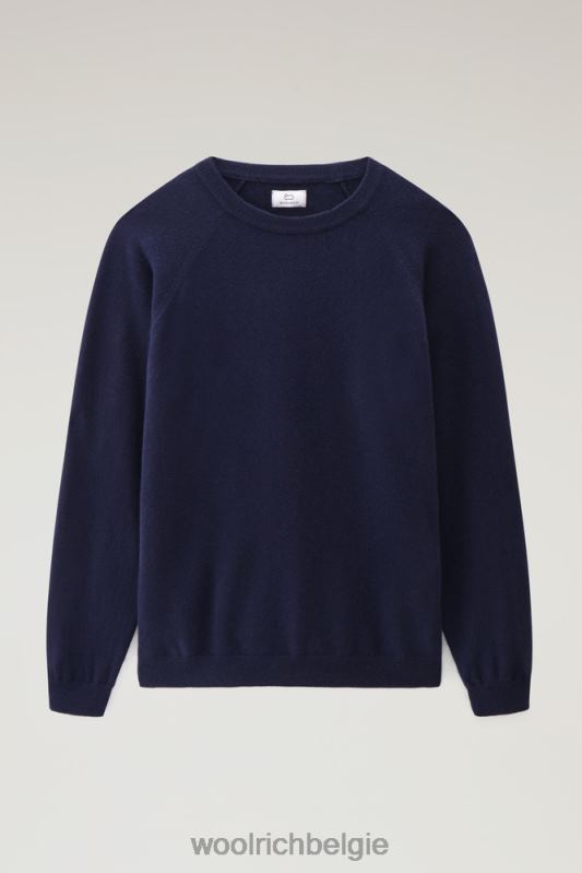 luxe ronde hals van puur kasjmier Woolrich Heren 8TTN0717 Melton blauw kleding