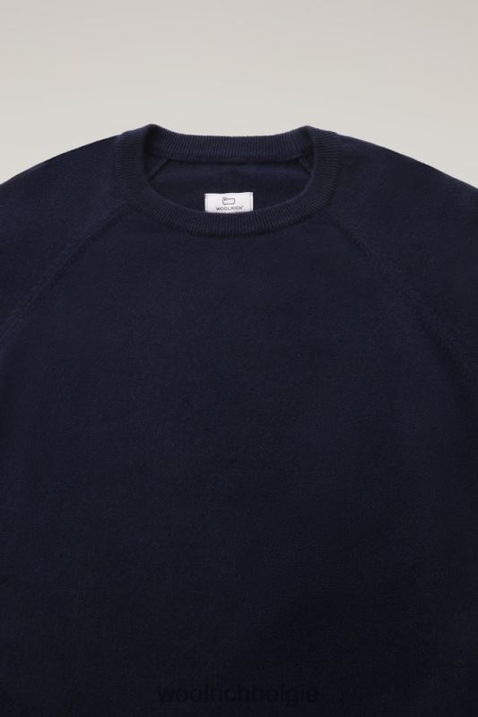 luxe ronde hals van puur kasjmier Woolrich Heren 8TTN0717 Melton blauw kleding