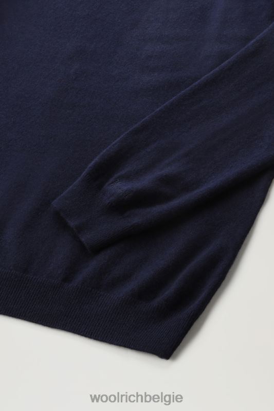 luxe ronde hals van puur kasjmier Woolrich Heren 8TTN0717 Melton blauw kleding