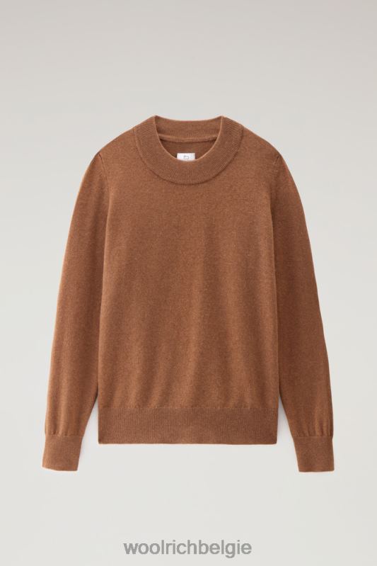 luxe trui van kasjmier met ronde hals Woolrich vrouwen 8TTN0258 donkere kameel kleding