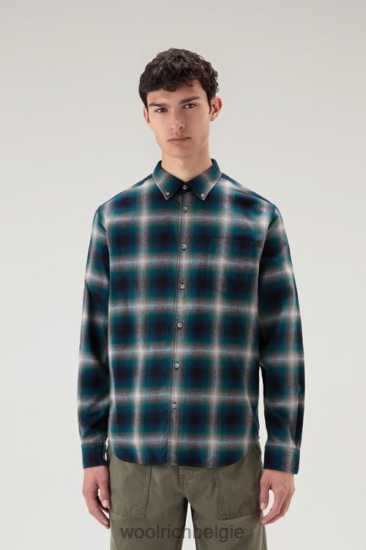 madras geruit overhemd van lichtgewicht flanel Woolrich Heren 8TTN0693 hombre groen kleding