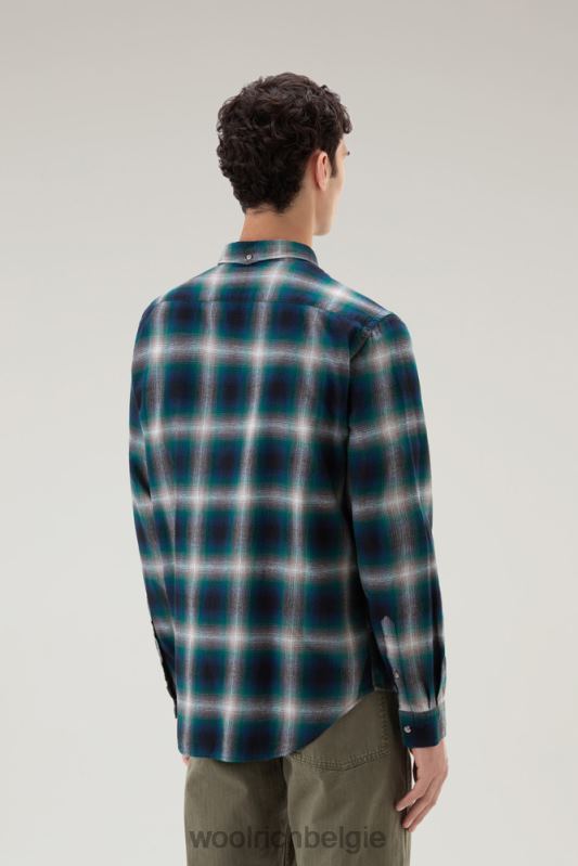 madras geruit overhemd van lichtgewicht flanel Woolrich Heren 8TTN0693 hombre groen kleding