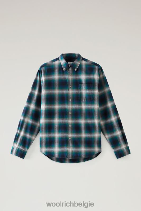 madras geruit overhemd van lichtgewicht flanel Woolrich Heren 8TTN0693 hombre groen kleding