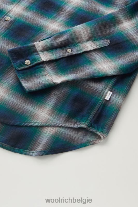 madras geruit overhemd van lichtgewicht flanel Woolrich Heren 8TTN0693 hombre groen kleding