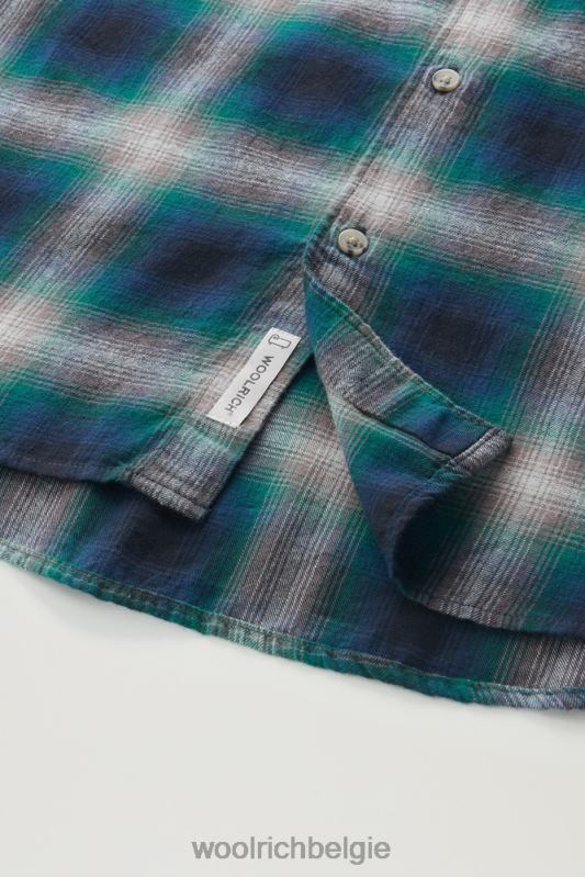 madras geruit overhemd van lichtgewicht flanel Woolrich Heren 8TTN0693 hombre groen kleding