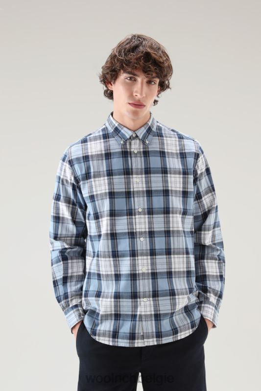 madras geruit overhemd van popeline van puur katoen Woolrich Heren 8TTN0427 lichtblauwe ruit kleding