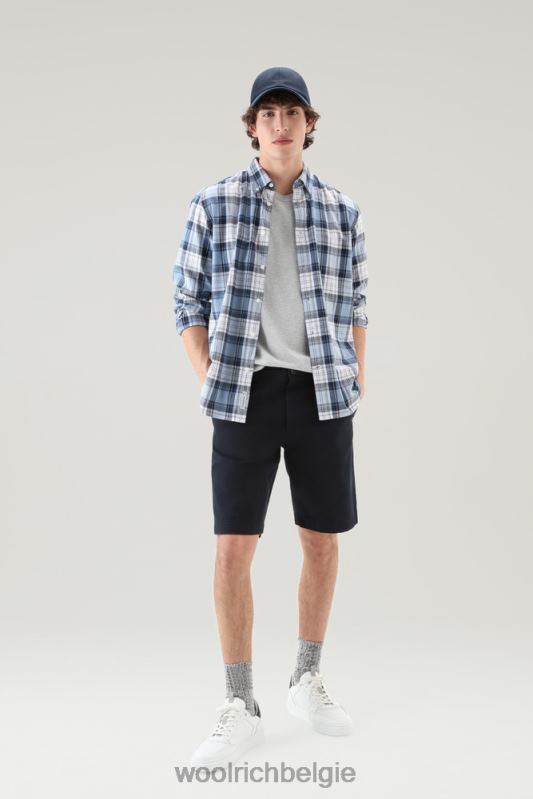 madras geruit overhemd van popeline van puur katoen Woolrich Heren 8TTN0427 lichtblauwe ruit kleding