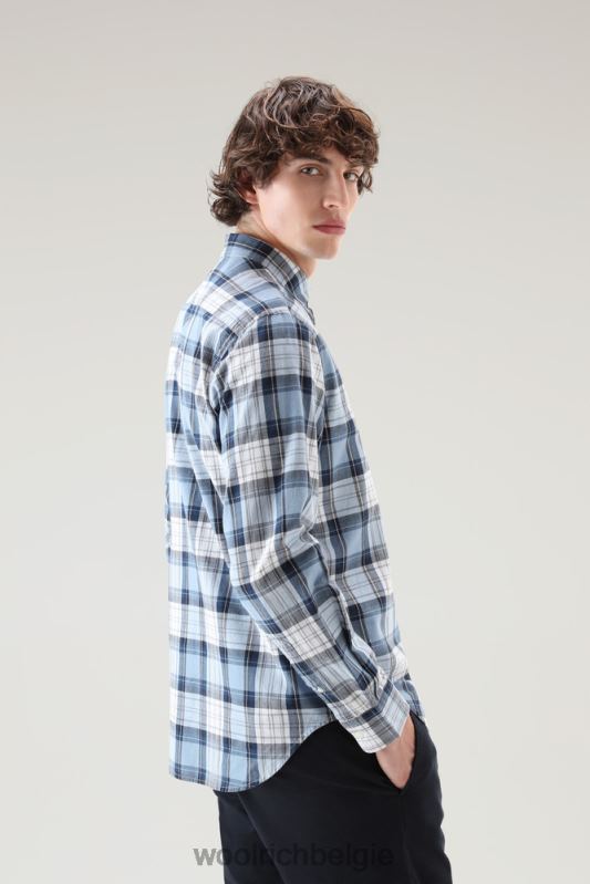 madras geruit overhemd van popeline van puur katoen Woolrich Heren 8TTN0427 lichtblauwe ruit kleding