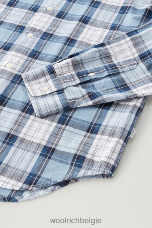 madras geruit overhemd van popeline van puur katoen Woolrich Heren 8TTN0427 lichtblauwe ruit kleding