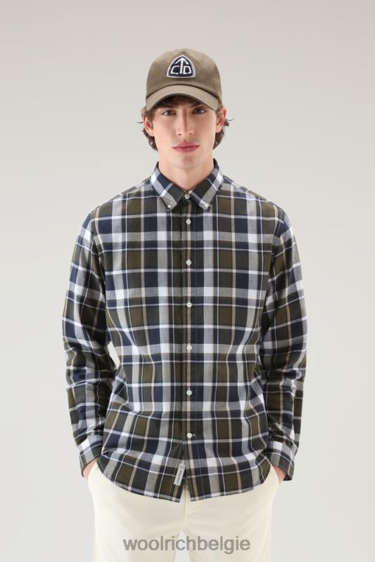 madras geruit overhemd van popeline van puur katoen Woolrich Heren 8TTN0437 donkergroene ruit kleding