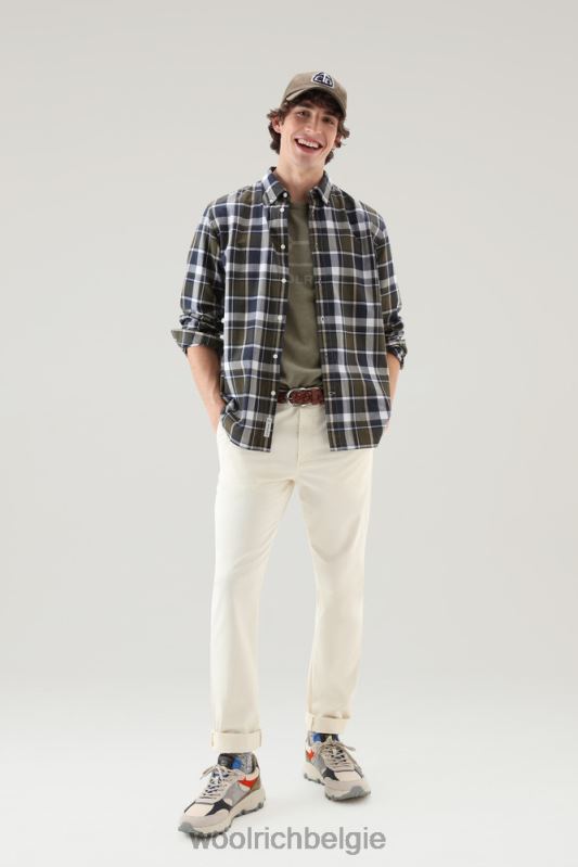 madras geruit overhemd van popeline van puur katoen Woolrich Heren 8TTN0437 donkergroene ruit kleding