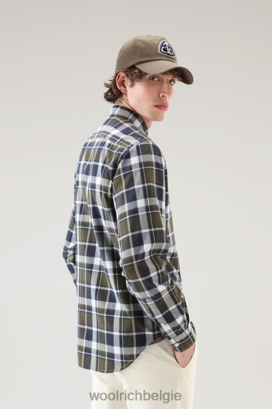 madras geruit overhemd van popeline van puur katoen Woolrich Heren 8TTN0437 donkergroene ruit kleding