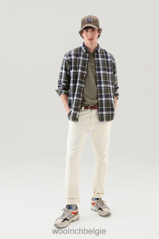 madras geruit overhemd van popeline van puur katoen Woolrich Heren 8TTN0437 donkergroene ruit kleding