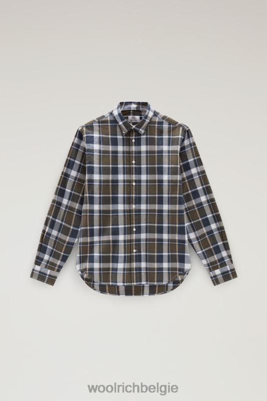 madras geruit overhemd van popeline van puur katoen Woolrich Heren 8TTN0437 donkergroene ruit kleding