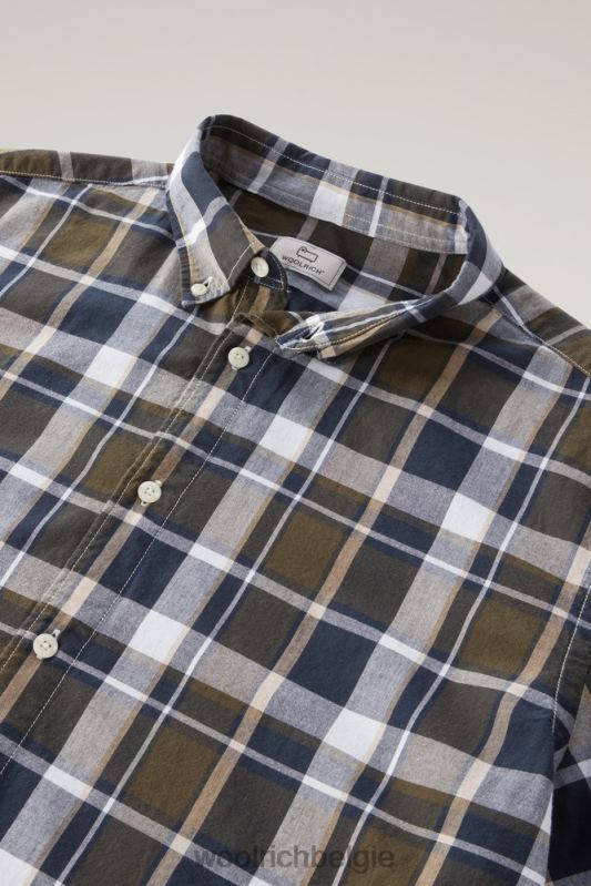 madras geruit overhemd van popeline van puur katoen Woolrich Heren 8TTN0437 donkergroene ruit kleding