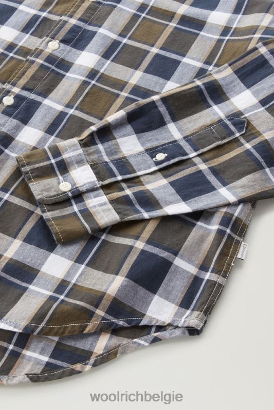 madras geruit overhemd van popeline van puur katoen Woolrich Heren 8TTN0437 donkergroene ruit kleding