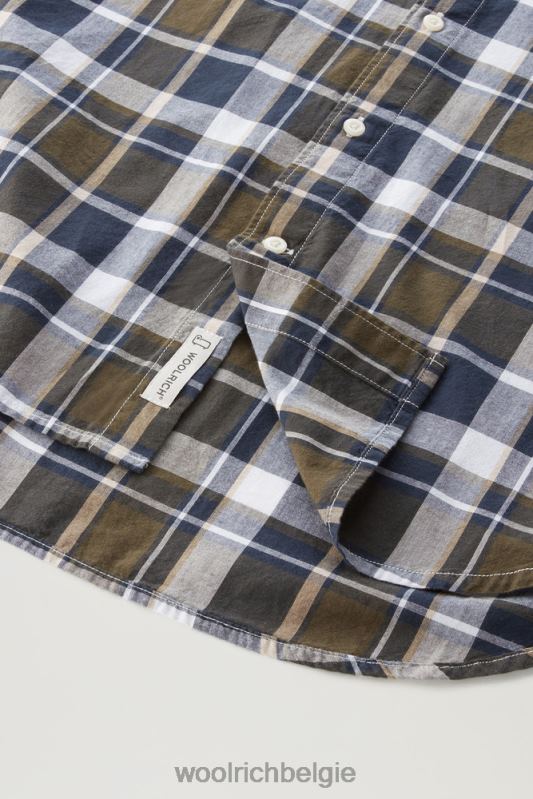 madras geruit overhemd van popeline van puur katoen Woolrich Heren 8TTN0437 donkergroene ruit kleding