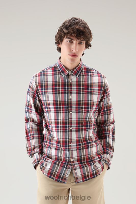 madras geruit overhemd van popeline van puur katoen Woolrich Heren 8TTN0440 hemelsrood ruitje kleding