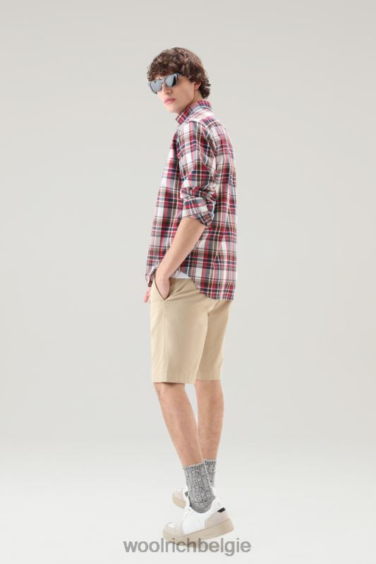 madras geruit overhemd van popeline van puur katoen Woolrich Heren 8TTN0440 hemelsrood ruitje kleding