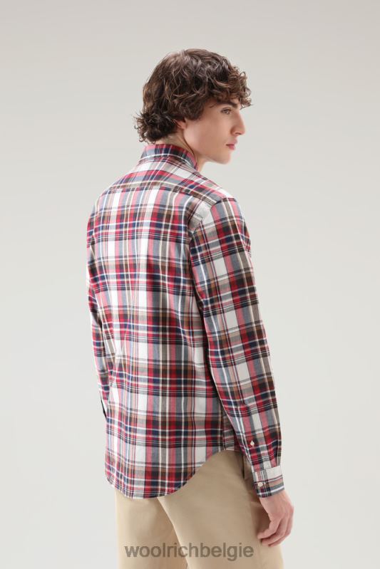 madras geruit overhemd van popeline van puur katoen Woolrich Heren 8TTN0440 hemelsrood ruitje kleding