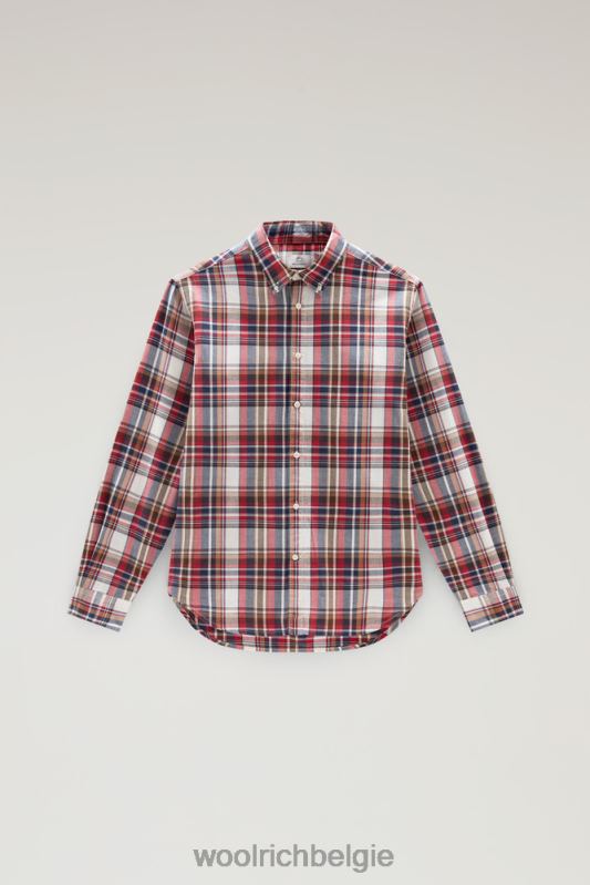 madras geruit overhemd van popeline van puur katoen Woolrich Heren 8TTN0440 hemelsrood ruitje kleding