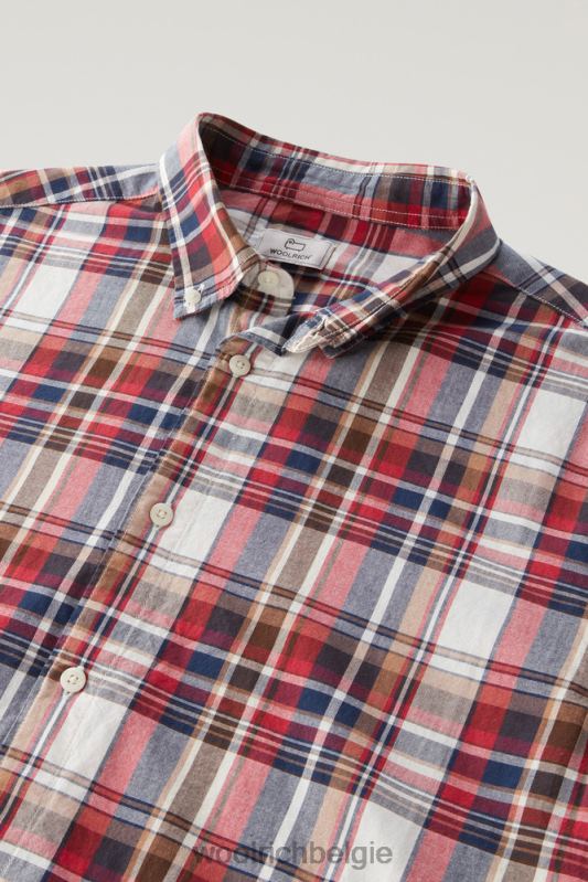 madras geruit overhemd van popeline van puur katoen Woolrich Heren 8TTN0440 hemelsrood ruitje kleding