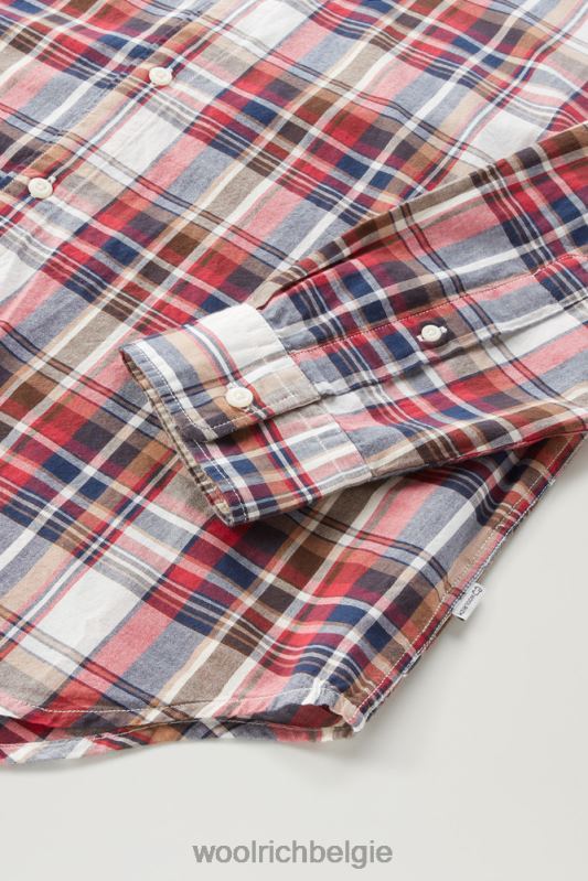 madras geruit overhemd van popeline van puur katoen Woolrich Heren 8TTN0440 hemelsrood ruitje kleding