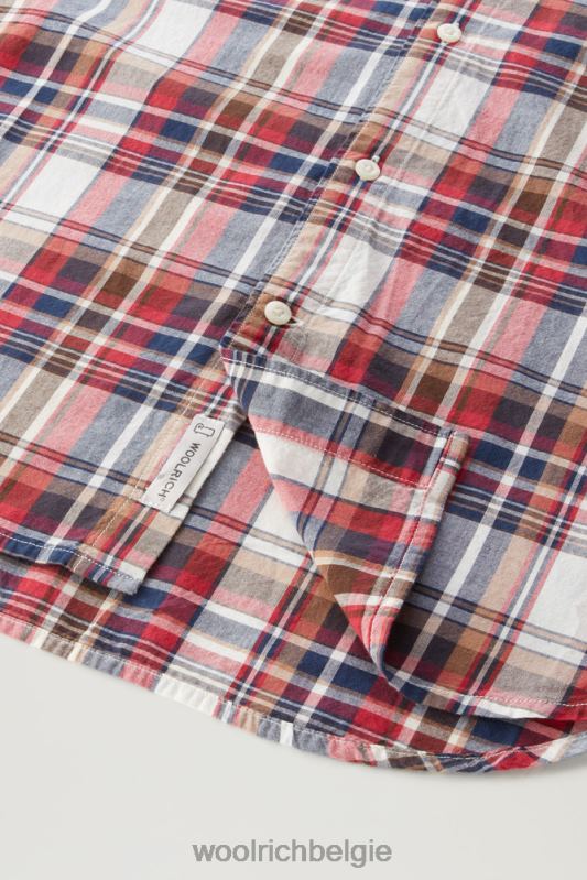 madras geruit overhemd van popeline van puur katoen Woolrich Heren 8TTN0440 hemelsrood ruitje kleding
