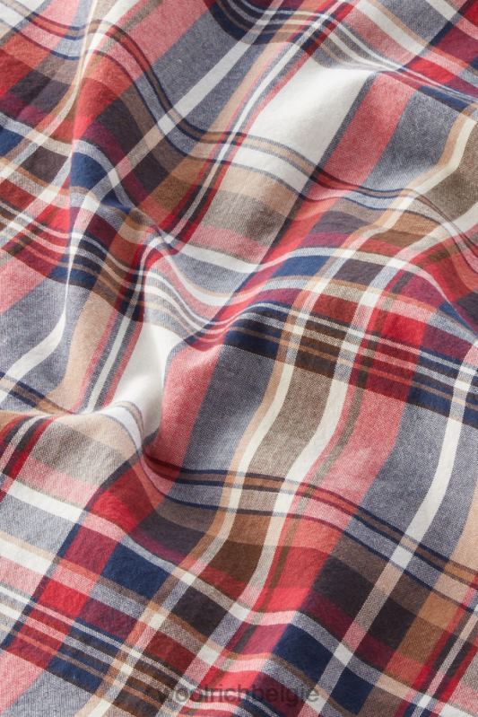 madras geruit overhemd van popeline van puur katoen Woolrich Heren 8TTN0440 hemelsrood ruitje kleding