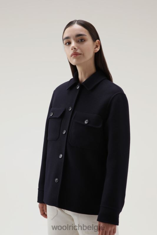 manteco overshirt van zuivere dubbele wol Woolrich vrouwen 8TTN0235 Melton blauw kleding