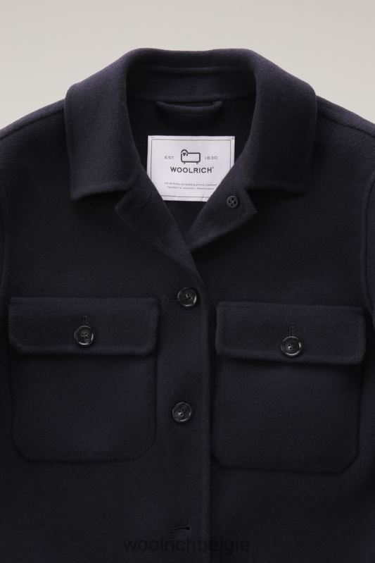 manteco overshirt van zuivere dubbele wol Woolrich vrouwen 8TTN0235 Melton blauw kleding